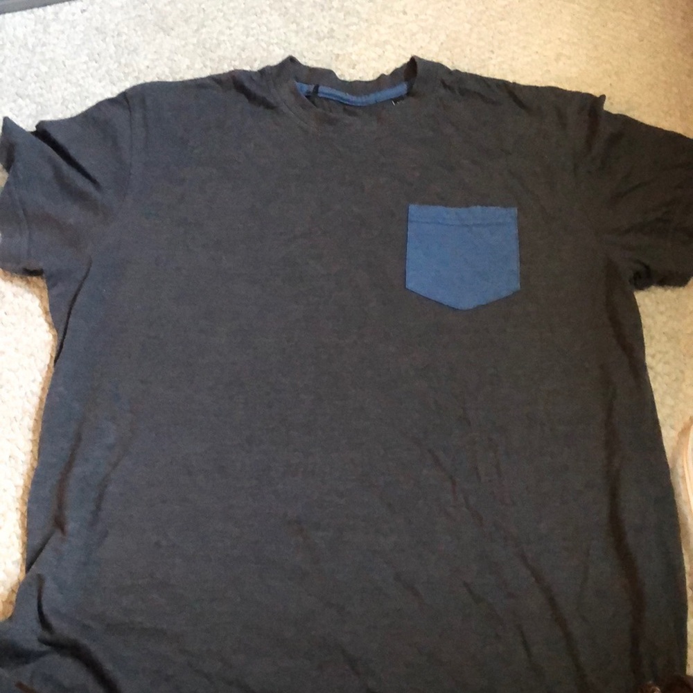 Plain gray with blue pocket t shirt